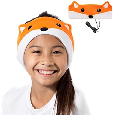 CozyPhones Kids Headphones Volume Limited with Ultra-Thin Speakers &amp; Super Soft Fleece Headband - Perfect Toddlers &amp; Children's Earphones for Home, School &amp; Travel - Fox