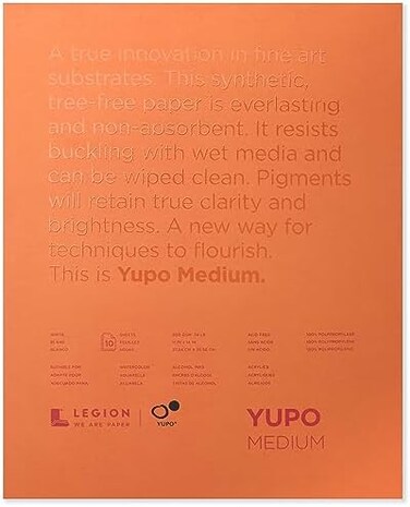 Yupo Paper 11 x 14-inch 10 Sheets/Pkg-White 74lb, Other, Multicoloured, 0.45 x 27.94 x 35.56 cm