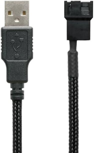 CRJ Electronics USB to 3/4-Pin PWM 5V USB Sleeved Fan Power Adapter Cable