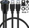 BATIGE 2 Ports Dual USB 3.0 Male to USB 3.0 Female AUX Flush Mount Car Mount Extension Cable for Car Truck Boat Motorcycle Dashboard Panel - 3ft