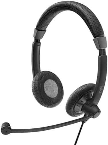 Epos Sennheiser SC 75 USB MS (507086) - Double-Sided Business Headset   For Skype for Business, with Mobile Phone, Tablet, Softphone, and PC   HD Sound &amp; Noise-Cancelling Microphone (Black)