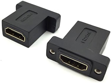 Poyiccot HDMI Coupler Adapter Connector, (2-Pack) Golden Plated HDMI Female to Female Inline Straight Coupler with Screw Panel Black