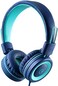 noot products Kids Headphones - K11 Foldable Stereo Tangle-Free 3.5mm Jack Wired Cord On-Ear Headset for Children/Teens/Boys/Girls/Smartphones/School/Kindle/Airplane Travel/Plane/Tablet (Navy/Teal)