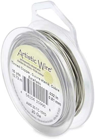 Artistic Wire 20 Gauge Tarnish Resistant Tinned Copper Craft Jewelry Wrapping Wire, Silver Color, 15 yd