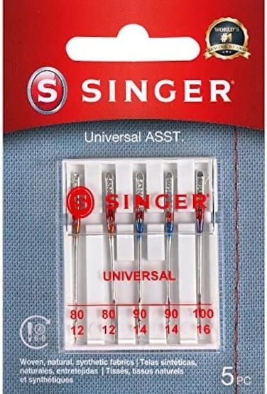 SINGER Regular Point Sewing Machine Needle, 5 count, Sizes 80/11, 90/14, 100/16