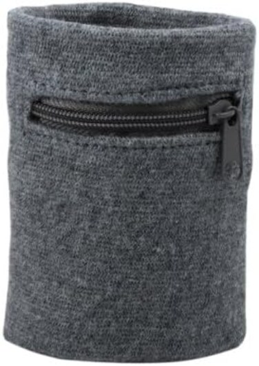 Suddora Zipper Wrist Pouch - Sweatband/Wristband Wallet for Keys, ID, Cards, Cash (Gray)