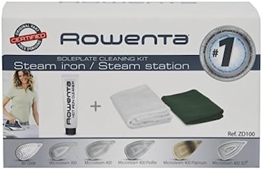 Rowenta Garment Care Accessories, Cleaning Kit for Steam Iron, Non toxic, Improve the Soleplate Glide, Starch or Melted, Synthetic Fiber Remover