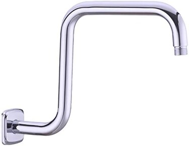 TRUSTMI 13 Inch Shower Arm with Flange S Shape Shower Head High Rise Extension Replacement Pipe, Stainless Steel, Chrome