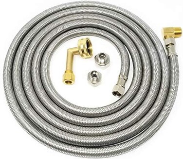 Kelaro Stainless Steel Dishwasher Hose Kit - Burst Proof Water Supply Line with 3/8" Compression Connections