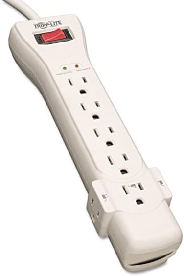 Tripp Lite 7 Outlet Surge Protector Power Strip, 7ft Cord, Right Angle Plug, 2160 Joules, $75,000 INSURANCE (SUPER7)