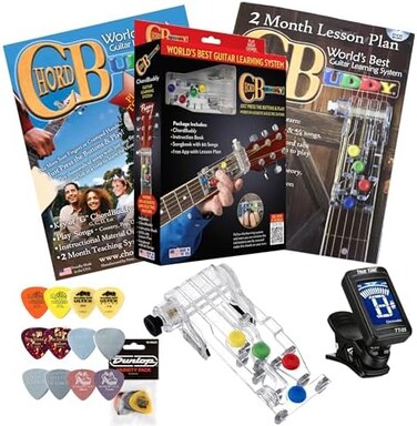 ChordBuddy Chord Buddy Guitar Learning System with True Tune Chromatic Tuner &amp; Picks Package - Play Guitar Today with this Shark Tank Product