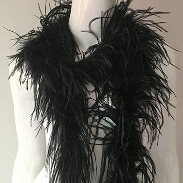 Shekyeon 2yards/lot 1.9 Meter Feather Boa 1-Ply Costume Decoration Feather Craft (Black)