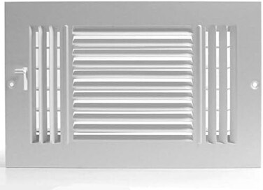 HVAC Premium 8" X 6" 3-Way AIR Supply Grille - Vent Cover &amp; Diffuser - Flat Stamped Face - White [Outer Dimensions: 9.75"w X 7.75"h]