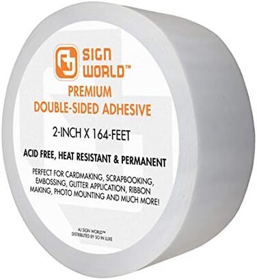 AJ Sign World Best 5.1cm Ultra-Thin Permanent Double-Sided Tape for Arts, Crafts, Photography, Scrapbooking, Tear-by-Hand, Paper Backing (5.1cm by 50m/55 Yards)