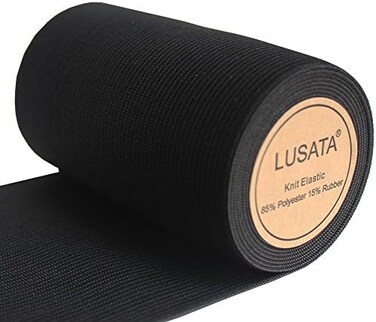 lusata 10cm Wide Black Knit Elastic Spool Heavy Stretch High Elasticity Knit Elastic Band 3 Yard