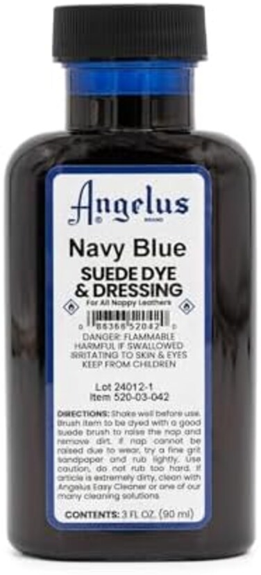 Angelus Suede Leather Dye for Shoes, Boots, Bags, Crafts, Furniture, Nubuck, &amp; More, Navy Blue - 3oz