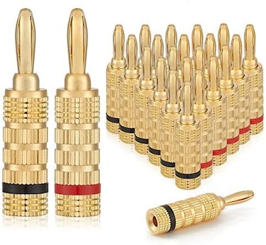 WGGE WG-3333 24k Gold Plated Speaker Banana Plugs-Closed Screw Type (12 Pair (24 PLUGS))