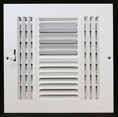 HVAC Premium 12''w X 12''h 4-Way AIR Supply Grille - Vent Cover &amp; Diffuser - Flat Stamped Face - White [Outer Dimensions: 13.75''w X 13.75''h]