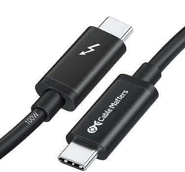كيبل ماترز [معتمد] ثاندربولت 3 (20 جيجابايت في الثانية) USB-C باللون الاسود 6.6 قدم / 2 متر