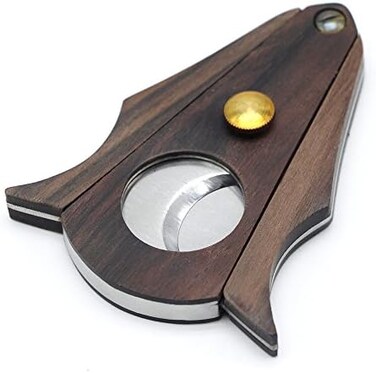 G galiner Cigar Cutter Lock System Wood Stainless Steel Double Cut Blade Cigar Guillotine Cutter in Gift Box