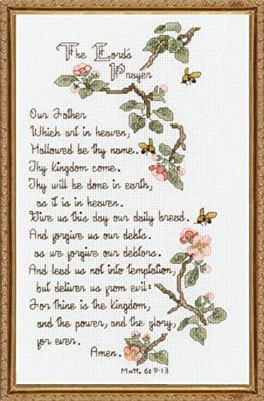 Janlynn Counted Cross Stitch Kit, The Lord's Prayer, Blue