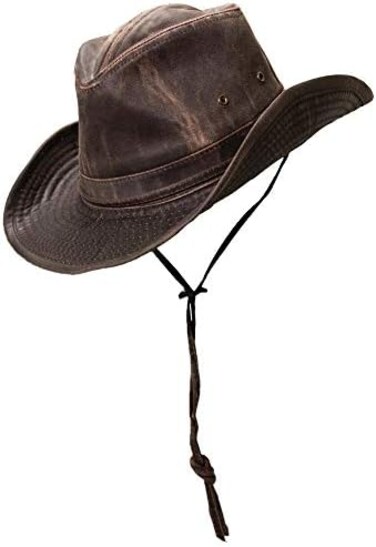 Dorfman Pacific Men's Cotton Outback Hat With Chin Cord