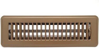 HVAC Premium 12" X 4" Floor Register with Louvered Design - Heavy Duty Rigid Floor Air Supply with Damper &amp; Lever - Brown