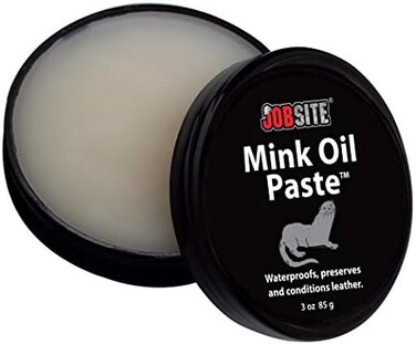 JOB SITE Premium Mink Oil Leather Waterproof Paste - Preserve Leather Boots &amp; Shoes - 3 oz (54032)