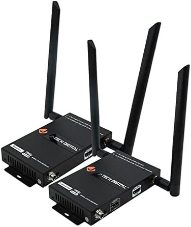 جي- تيك ديجيتال موسع HDMI لاسلكي 1X2 من اتش دي بيت، محول/دونجل 164 قدم هوائي مزدوج يدعم FHD 1080P مع نقل اشارة بالاشعة تحت الحمراء