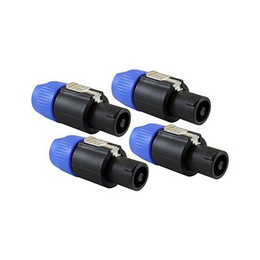 GLS Audio Speaker Plug Twist Lock 4 Pole Speaker Plug Compatible with Neutrik Speakon NL4FC, NL4FX, NLT4X, NL2FC - 4 Pack