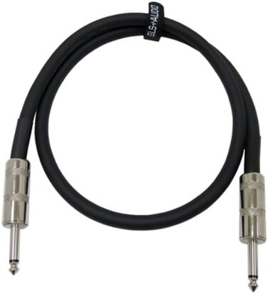 GLS Audio 3 feet Speaker Cable 12AWG Patch Cords - 3 ft 1/4" to 1/4" Professional Speaker Cables Black 12 Gauge Wire - Pro 3' Phono 6.3mm Cord 12G - Single