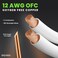 GearIT 12AWG Gauge (2 x 4mm&sup2;) Premium Heavy Duty Braided Speaker Wire (1.8 Meters / 6 Feet/White) with Dual Gold Plated Banana Plug Tips - Oxygen-free Copper (OFC) Construction