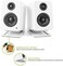Kanto S2W Tilted Desktop Speaker Stands for Small Speakers &amp; Compact 2&rdquo;-3&rdquo; Studio Monitors   Supports 6 lb   Damping Foam Padding   Pair   White