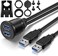 2 منفذ USB 3.0 ذكر الى USB 3.0 انثى ايه يو اكس فلوش ماونت كابل تمديد للسيارة والشاحنة والقارب والدراجة النارية لوحة العدادات - (3 اقدام)