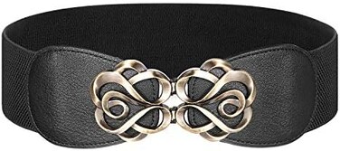 Syuer Women Stretchy Vintage Belt for Dresses Elastic Wide Waist Belt (L-XL (30"-35"), Black)