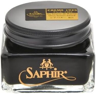 SAPHIR NOIR Medaille d'Or Pommadier Cream 75ml &ndash; Natural Cream Leather Shoe Polish, Leather Conditioner for Boots, Handbags - Black