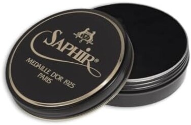 SAPHIR NOIR Medaille d&rsquo;Or Pate De Luxe - Natural Wax Shoe Polish for Leather Shining - 100ml - Black