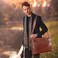 Banuce Vintage Slim Full Grains Italian Leather Briefcase for Men 14 inch Laptop Bags Business Work Bags Attache Case with Luggage Strap Brown