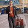 Banuce Vintage Slim Full Grains Italian Leather Briefcase for Men 14 inch Laptop Bags Business Work Bags Attache Case with Luggage Strap Brown