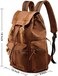GEARONIC 21L Vintage Canvas Backpack Leather Rucksack Knapsack 15inch Laptop Tote Satchel College Shoulder Hiking Bag