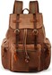 GEARONIC 21L Vintage Canvas Backpack Leather Rucksack Knapsack 15inch Laptop Tote Satchel College Shoulder Hiking Bag