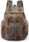 GEARONIC 21L Vintage Canvas Backpack Leather Rucksack Knapsack 15inch Laptop Tote Satchel College Shoulder Hiking Bag
