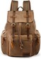 GEARONIC 21L Vintage Canvas Backpack Leather Rucksack Knapsack 15inch Laptop Tote Satchel College Shoulder Hiking Bag