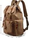 GEARONIC 21L Vintage Canvas Backpack Leather Rucksack Knapsack 15inch Laptop Tote Satchel College Shoulder Hiking Bag