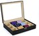 TimelyBuys Tie Display Case for 12 Ties, Belts, and Men's Accessories Black Carbon Fiber Storage Box Father's Day