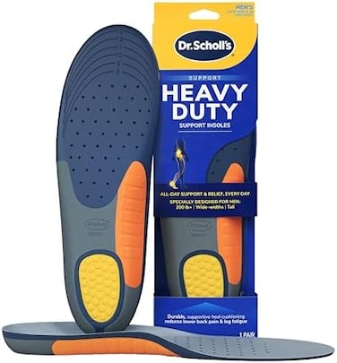 Dr. Scholl's Heavy Duty Support Insole Orthotics, Big &amp; Tall, 200lbs+, Wide Feet, Shock Absorbing, Arch Support, Distributes Pressure, Trim to Fit Inserts, Work Boots &amp; Shoes, Men Size 8-14, 1 Pair