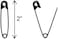 Zipperstop Safety Pins - Black Safety Pins Size 3 - Length 5.1cm (50 Pins / Bag)
