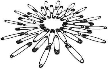 Zipperstop Safety Pins - Black Safety Pins Size 3 - Length 5.1cm (50 Pins / Bag)