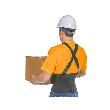 BraceAbility Industrial Work Back Brace   Removable Suspender Straps for Heavy Lifting Safety - Lower Back Pain Protection Belt for Men &amp; Women in Construction, Moving and Warehouse Jobs (Large)