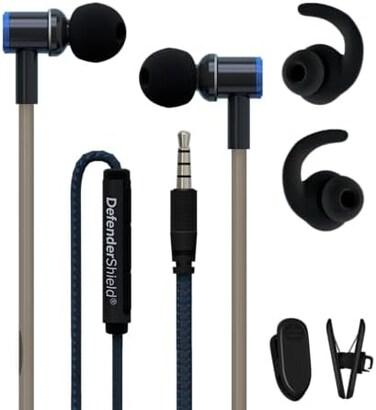 DefenderShield EMF Free Headphones - Universal Anti-Radiation Air Tube Wired Stereo Headset with Microphone &amp; Volume Control - Works with iPhone